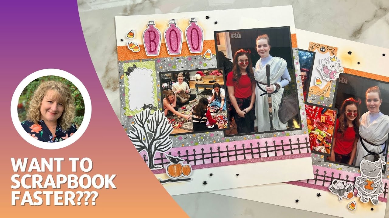 Секрет быстрого создания скрапбука | Простой макет на Хэллоуин