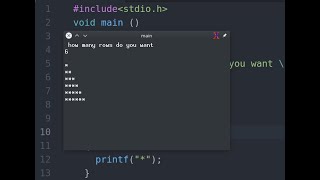 C program : To print a half pyramid of Asterisk   *