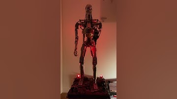 Terminator Series 800 (T-800) Endoskeleton 1:2 Scale with Arduino Controls Playing T2 Cutscene