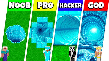 Minecraft Battle: NOOB vs PRO vs HACKER vs GOD: DIAMOND TUNNEL PIT HOUSE BUILD CHALLENGE / Animation