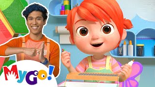 YoYo's Arts \& Crafts Time | CoComelon Nursery Rhymes \& Kids Songs | MyGo! Sign Language For Kids