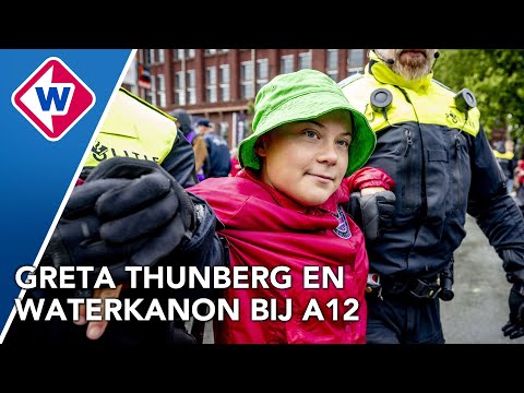 Greta Thunberg aangehouden bij A12-blokkade, waterwerper ingezet