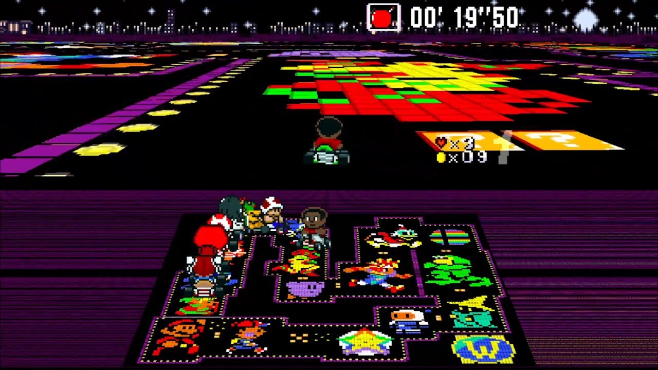 Super Mario Kart Hack: Super Retro Kart / 150cc / in HD 16:9 / SNES / bsnes