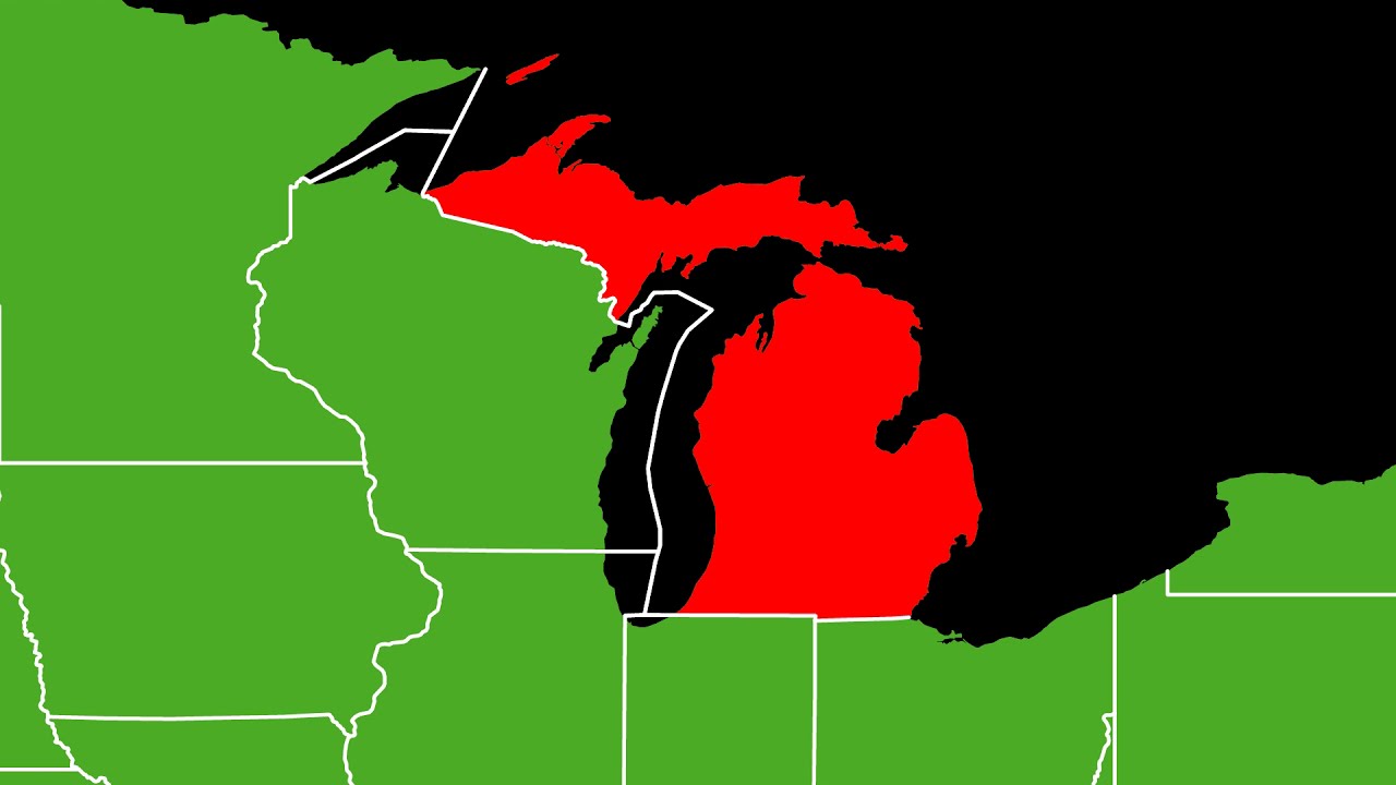 ミシガン州の位置がアップになって赤く表示されます。背景はアルファチャンネル(透明)です YouTube