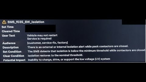 Tesla External Isolation BMS_a035, BMS_f151 how to do diagnosis