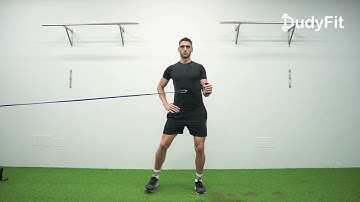 Isometric external shoulder rotation with elbow flex with band.