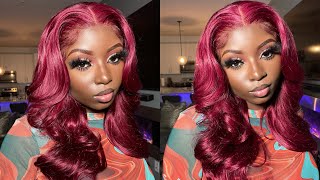 Burgundy/ Red Frontal Wig Install | Wiggins Hair