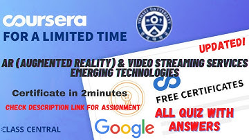AR (Augmented Reality) & Video Streaming Services Emerging Technologies,(week-1-7) All Quiz Answers.
