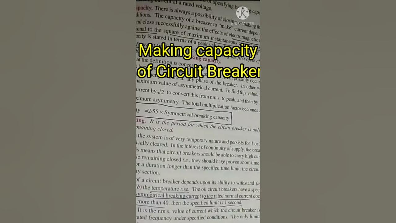 Making & Breaking Capacity of Circuit Breaker Plug Setting Multiplier