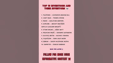 Top 10 inventions and inventor names you must know P1😱 | #english #gk #quiz #shorts #viral #youtube