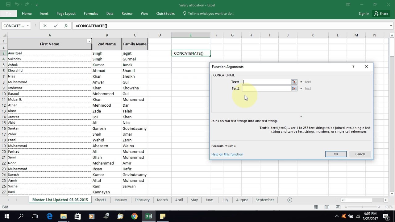 how to concatenate rows in excel