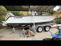 How to take a boat off its trailer. Contender boat bottom paint