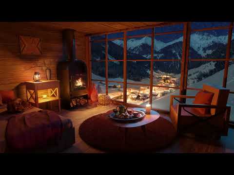 Видео: Уютная Зимняя Хижина в Горах - Звуки камина для сна и расслабления