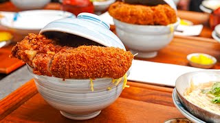 Japanese Food - Super thick cutlet rice bowl Katsudon & Special seafood rice bowl in Osaka ASMR