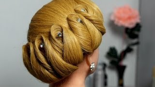 Hairstyle for medium hair. Wedding updo