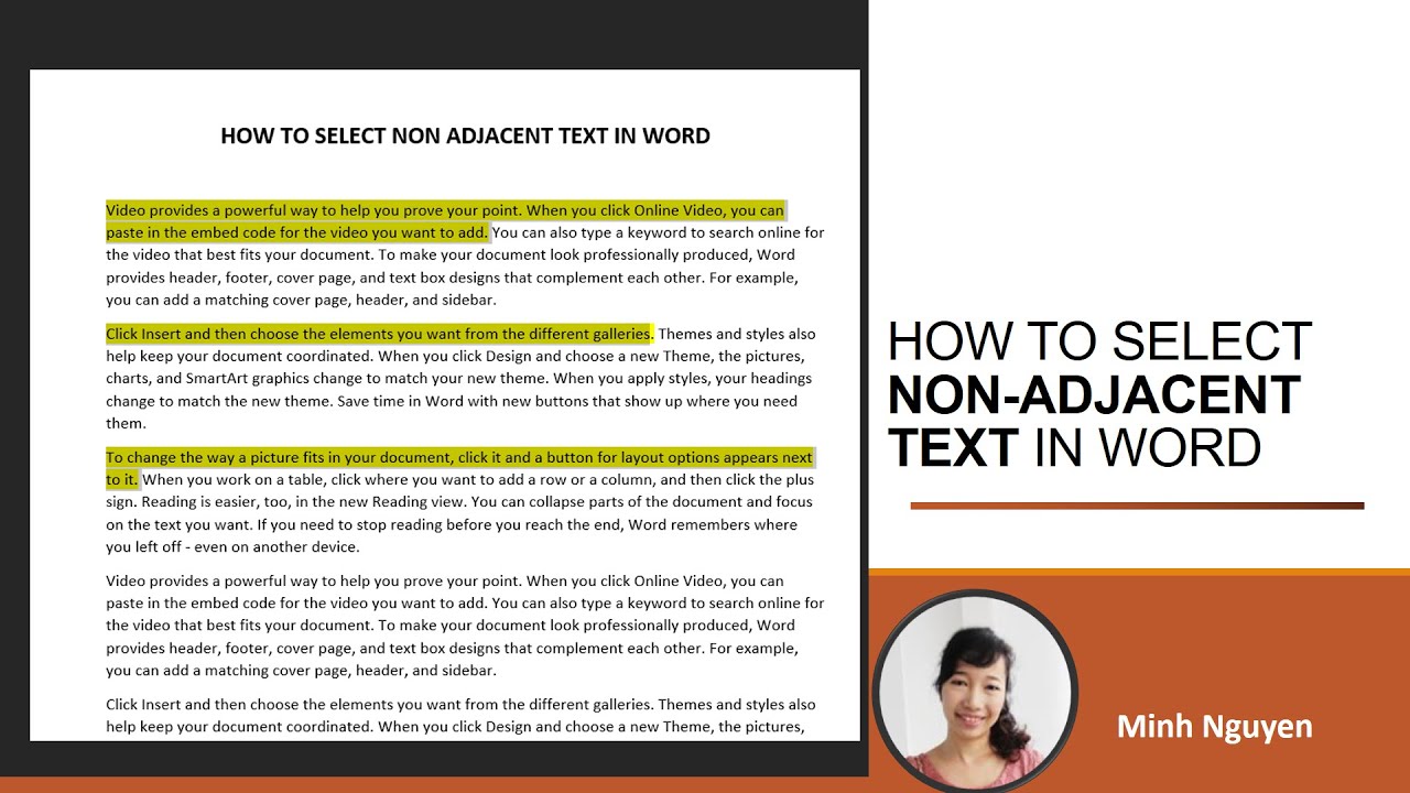 How To Select Non Adjacent Text In Word