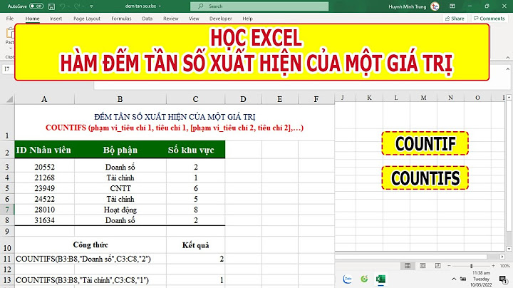 Dđếm bao nhiêu dòng có giá trị trong excel