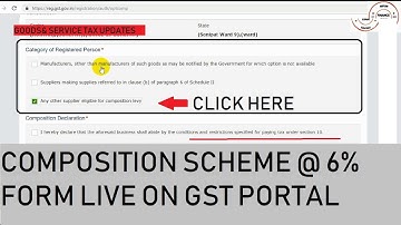 COMPOSITION SCHEME @ 6% FORM LIVE ON GST PORTAL | FINANCE GYAN
