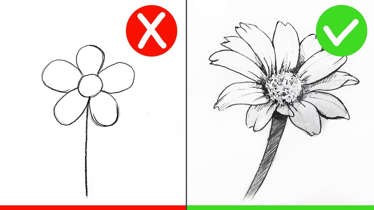 Um simples desenho preto e branco de uma flor.