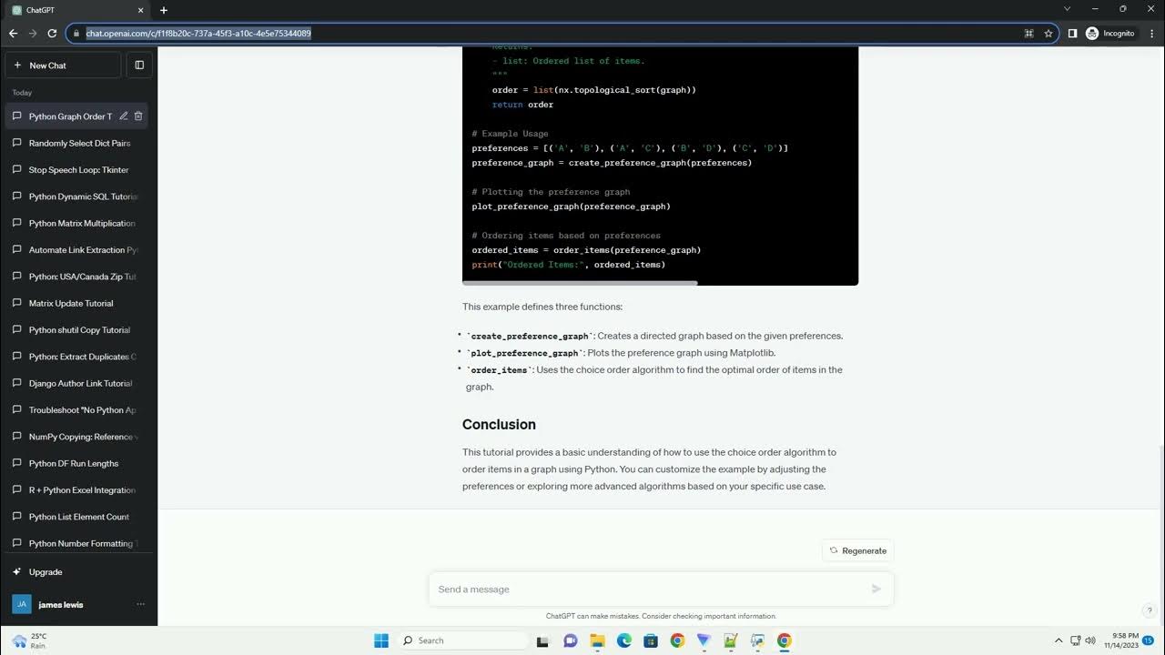 Python choice order item in graph - YouTube