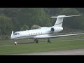 GULFSTREAM G550 M-THOR DEPARTING OFF RUNWAY 6 FARNBOROUGH  27-6 OFF TO AMSTERDAM