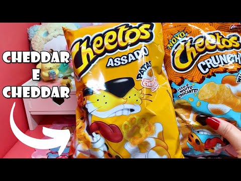 Experimentando Novo Cheetos Crunchy Cheddar White e Patas 