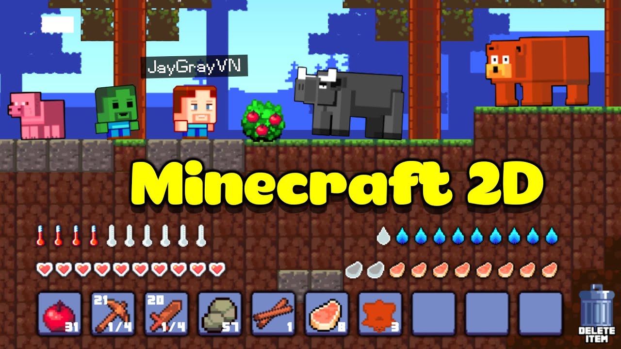 minecraft 2d  2022 New  JAYGRAY THỬ THÁCH SINH TỒN TRONG THẾ GIỚI MINECRAFT 2D CỰC KHÓ*TRỞ THÀNH THỢ SĂN THÚ TRONG RỪNG XANH