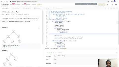 leetcode-965 : Univalued binary tree (non-recursive solution)