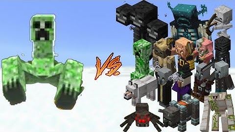Insane Fight: Mutant Creeper vs All Mob Fight in Minecraft x100