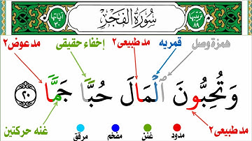 كيف تقرأ سورة الفجر بالتجويد من جزء عم من الأيه(١٥)فأما الإنسان إلى الأيه (٢٠) وتحبون المال حبا جما