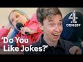 Comedians tell jokes in a shopping centre  captive audience  channel 4