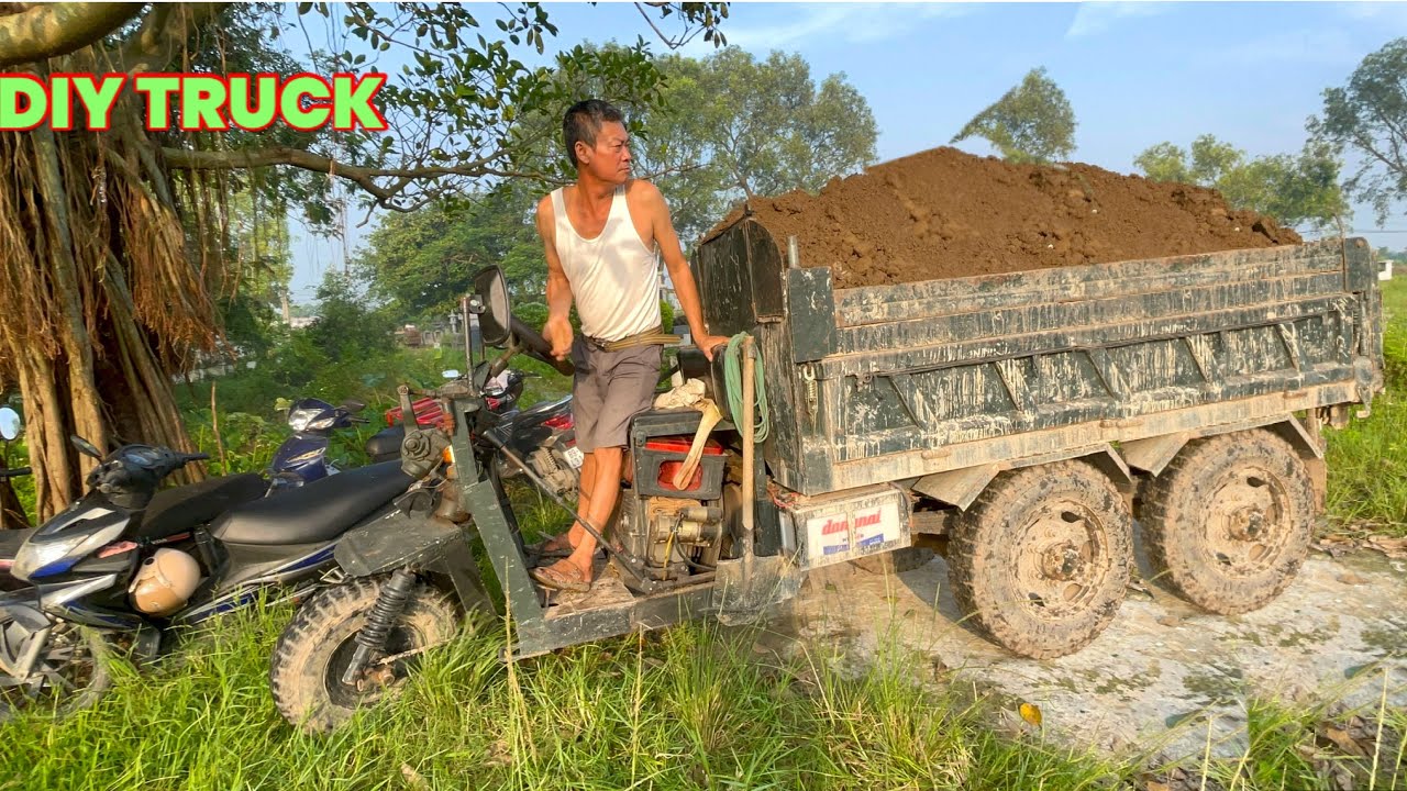 Công nông ba bánh chở đất siêu khoẻ đổ ben xem cực đã | Máy xúc doosan múc đất | Excavator truck