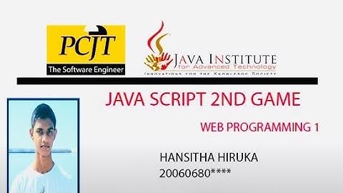 java script 2D game development | java institute | Hansitha Hiruka