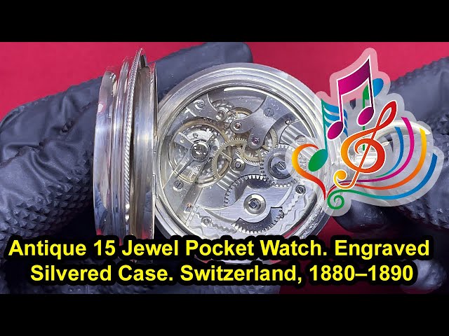 Antique 15 Jewel Pocket Watch with Engraved Silvered Case