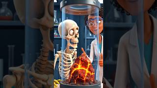 🦴 Skeleton vs Lava Rock! 🔥 Science Experiment Gone Wrong? | 3D Cartoon Animation #Shorts