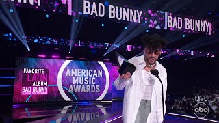 Bad Bunny Accepts the 2021 American Music Award for Favorite Latin Album - The American Music Awards