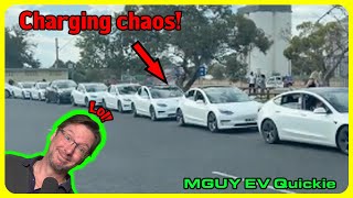 EV Quickie: LINE OF TESLAS waiting to charge over Easter | MGUY Australia