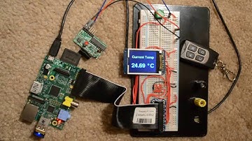 Raspberry Pi, 1.8" TFT, RF Receiver and Temperature Sensor