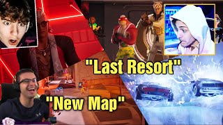 Streamers REACT To Fortnite Chapter 4 Season 4 LAST RESORT Gameplay Launch Trailer!