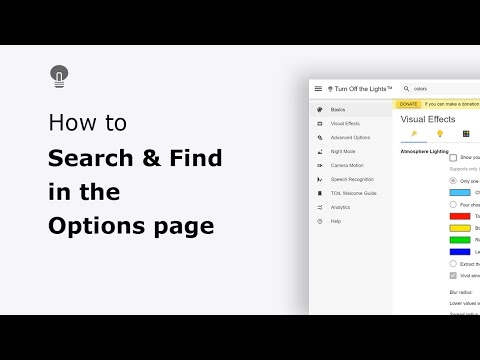 🔵How to Search and Find your feature in the Turn Off the Lights Options page?