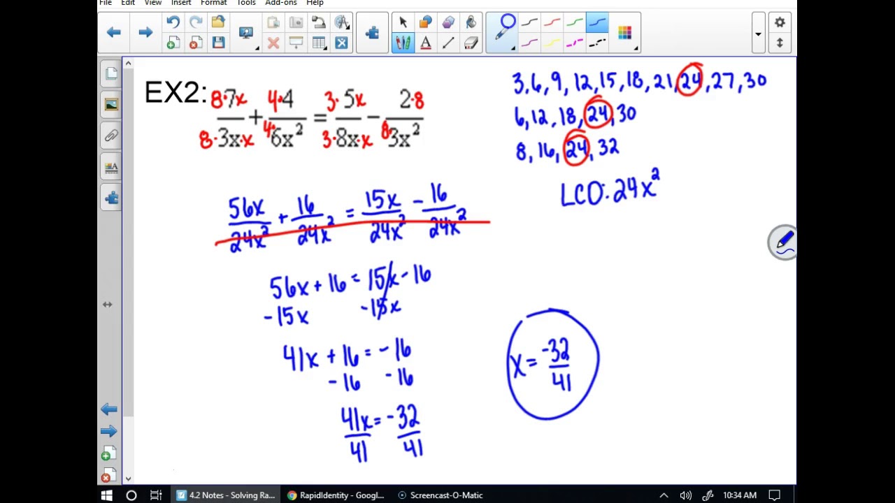 4.2 Notes - Solving Rational Equations - YouTube