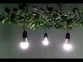 DIY Ceiling Lamp with plastic leaves