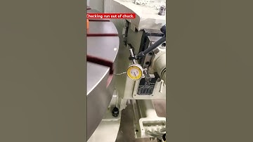 Checking chuck runout on vertical lathe. #cnc #machine #machinelearning #metal #fyp #cool #lathe