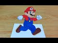 How to draw mario 3d illusion  for beginners  3d drawing  easy drawing mrindianchitrkar