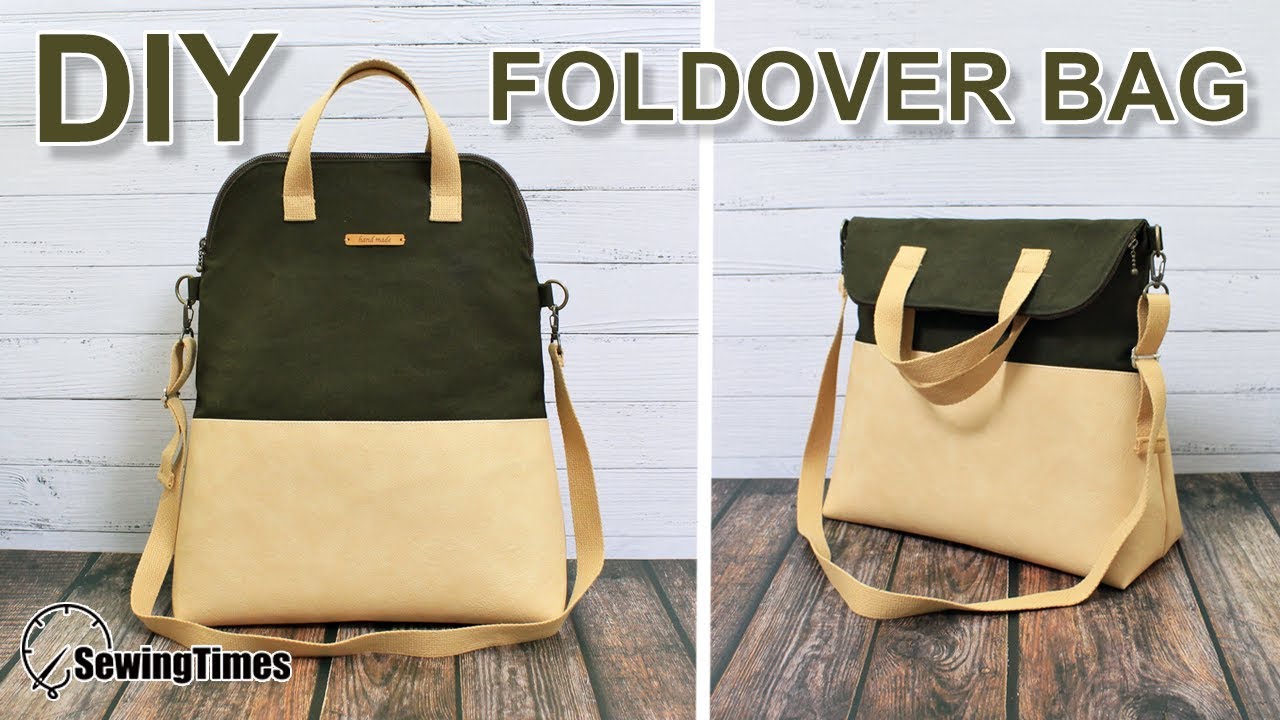 DIY FOLDOVER BAG 가방만들기 | Canvas & Leather Crossbody bag Sewing Tutorial [sewingtimes] - YouTube