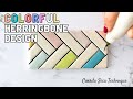 Colorful Confetti Herringbone Tile Design - Cuerda Seca Technique | Textures &amp; Patterns Series