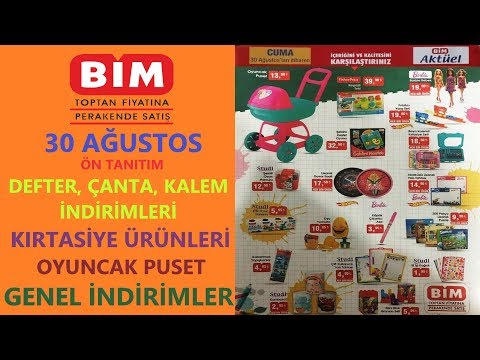 ÖN TANITIM BİM 30 AĞUSTOS 2019 İNDİRİMLERİ / BİM KIRTASİYE ÜRÜNLERİ / BİM OYUNCAK PUSET