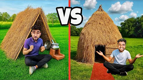 Low Budget vs High Budget Hut House Overnight Survival Challenge