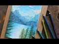 Learn To Draw How To Draw A Landscape With Watercolor Pencils Sky Sea Mountains And Trees 