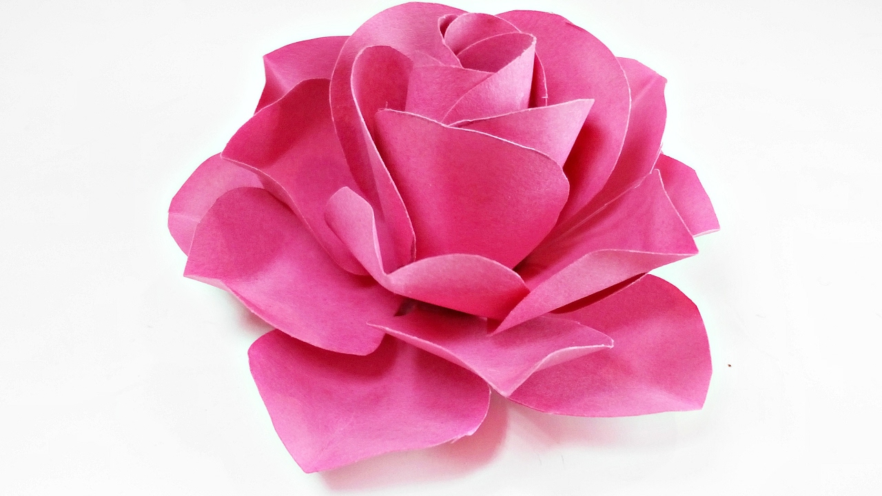 Paper flowers rose diy tutorial easy for children/origami flower folding 3d for kids,for